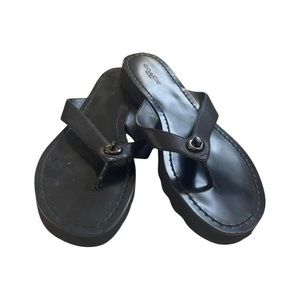 Vintage Coach Women’s Shelly Y2K Style Black Platform Flip Flop Sandals
